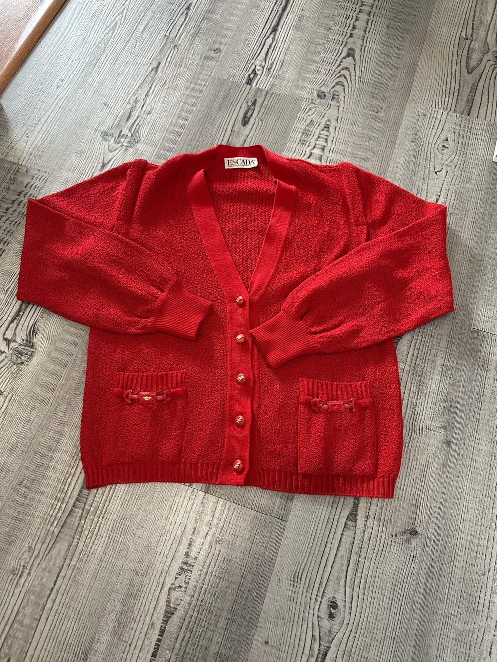 Escada Red V-Neck Button-Front Women's Cardigan